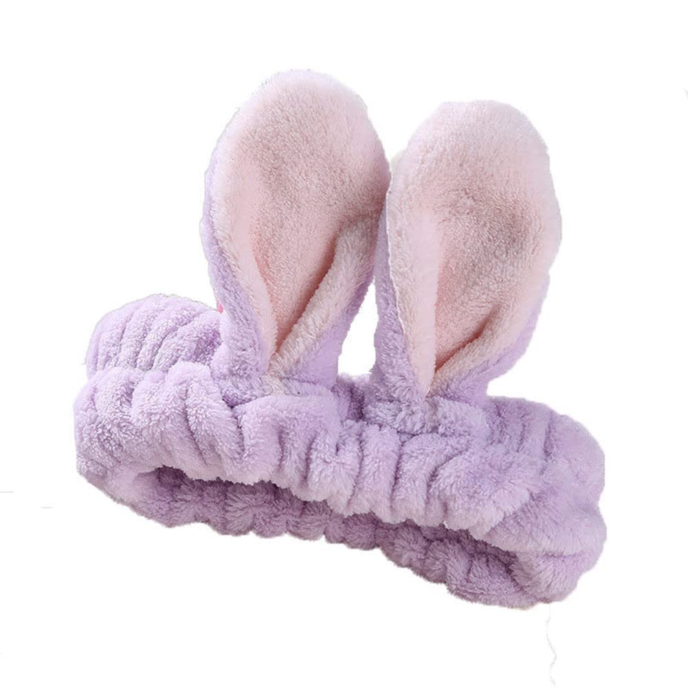 LOVEF 5Pcs Bunny Ear Cosmetic Headband Fashion Cute Fluffy Elastic Makeup Headband Hairband for Shower, Face Washing, Facial Mask, Spa, Cosplay, Party - Image 9