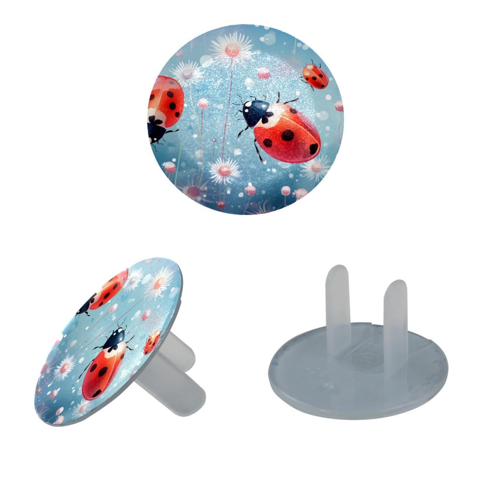24 Pieces Child Proofing Outlet Covers, Ladybug Electrical Safety Socket Caps for 2-Prong Power Wall Plate