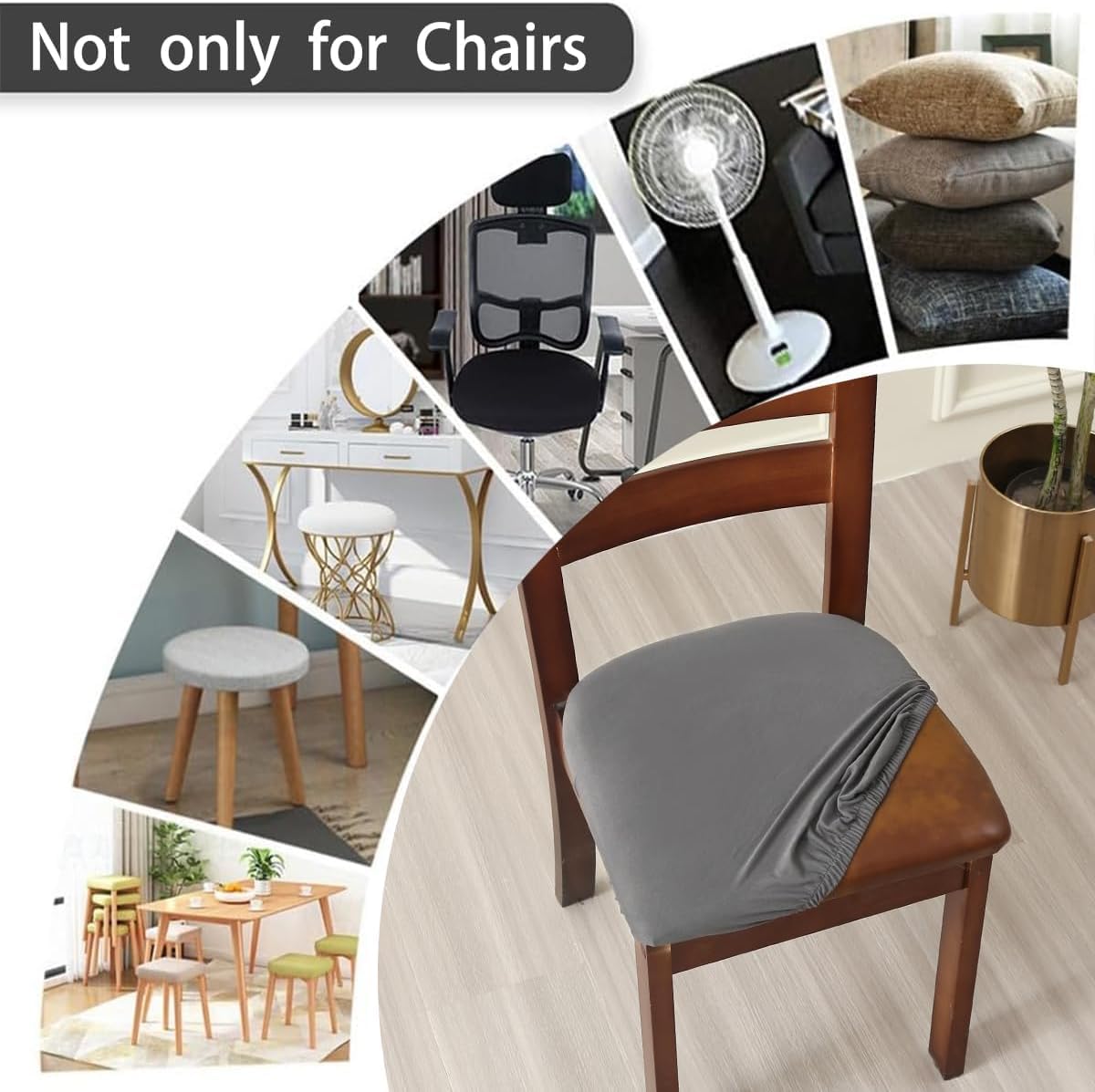 ZHILING Stretch grey Chair Seat Covers for Dining Room Set of 4 - Image 4