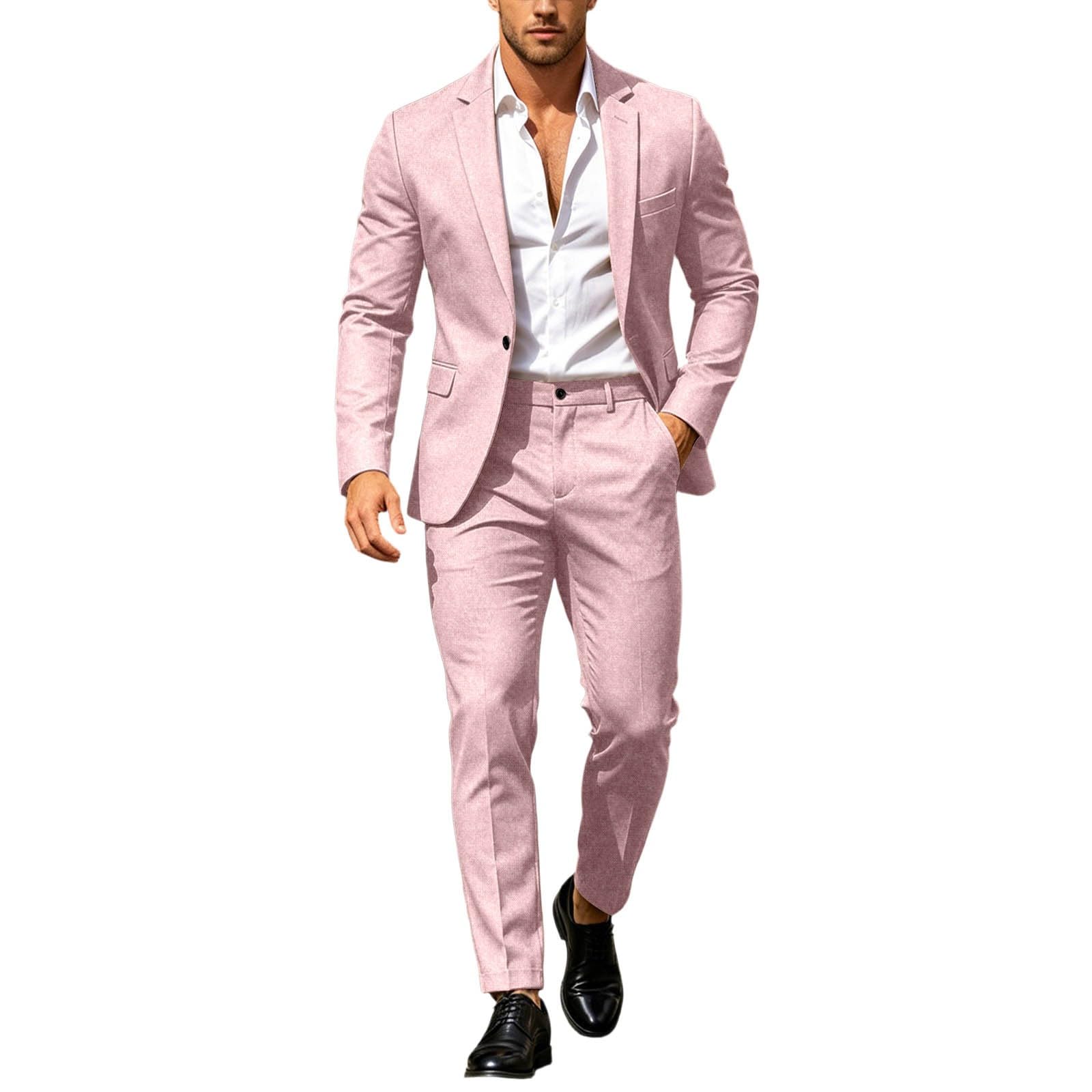 Pantalones de Vestir Ajustados de Dos Piezas para Negocios Formales, Bodas y Chaqueta de Esmoquin para Novio, de poliéster, fácil de Lavar y Secado rápido, Ideal para Actividades al Aire Libre