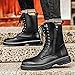 DUYHBAWRS Shoes Men's Black Warm Lace-up Leather Boots High-top Side Zipper Round-toed Oxford Shoes Men Fashionable Versatile Shoes for Travel Outdoor Activities(D,9)