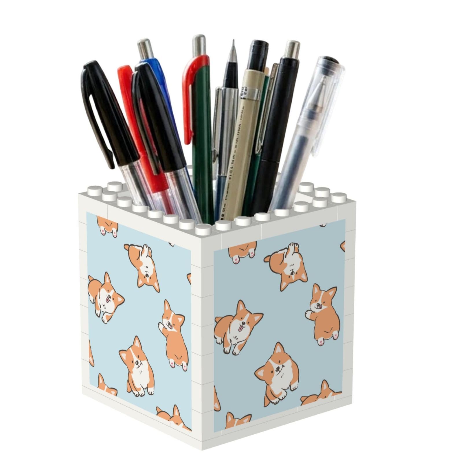 Poadnly Corgi Pattern, Pen Pot Pencil Holder for Office Home School, Compact Desk Organiser for Office Stationery
