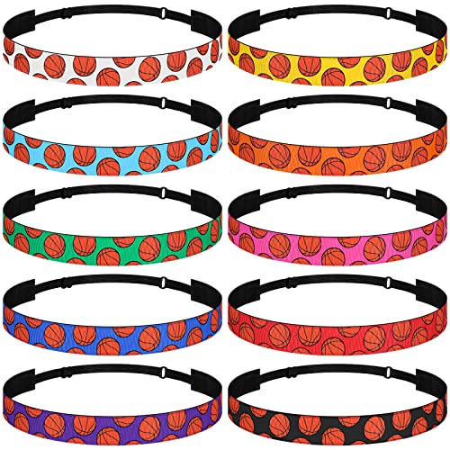 Unittype 10 Pieces Sport Headbands for Girls Non Slip Basketball Soccer Adjustable Elastic Headbands Sport Hairband Gifts for Girls Women Hair Accessories
