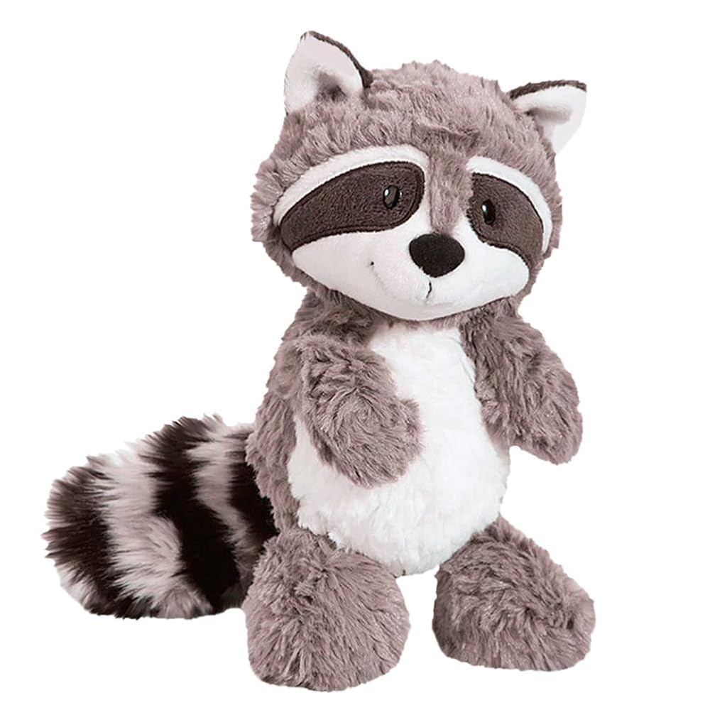 MyrkalaToy Gray White Plush Raccoon Toy, 28cm Fluffy Stuffed Raccoon Doll, Realistic Stuffed Animal, Cartoon Anime Stofftier, für Jungen Mädchen Geburtstag Wald Party,Geschenk für Freunde und Kinder