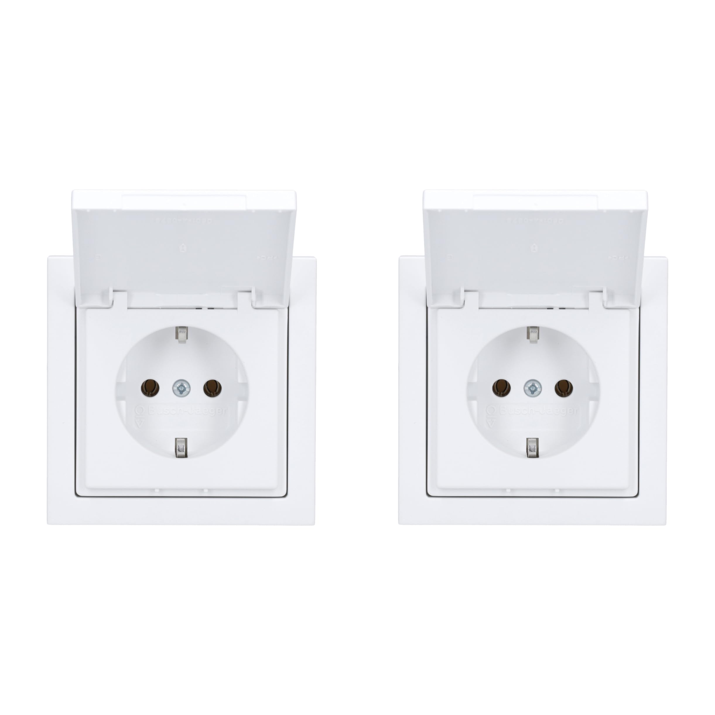 Busch-Jaeger future linear Steckdosen-Set mit Klappdeckel 1-fach 2x | 2× 20 EUK-884 SCHUKO Steckdose mit Klappdeckel + 2× 1721-884K Rahmen