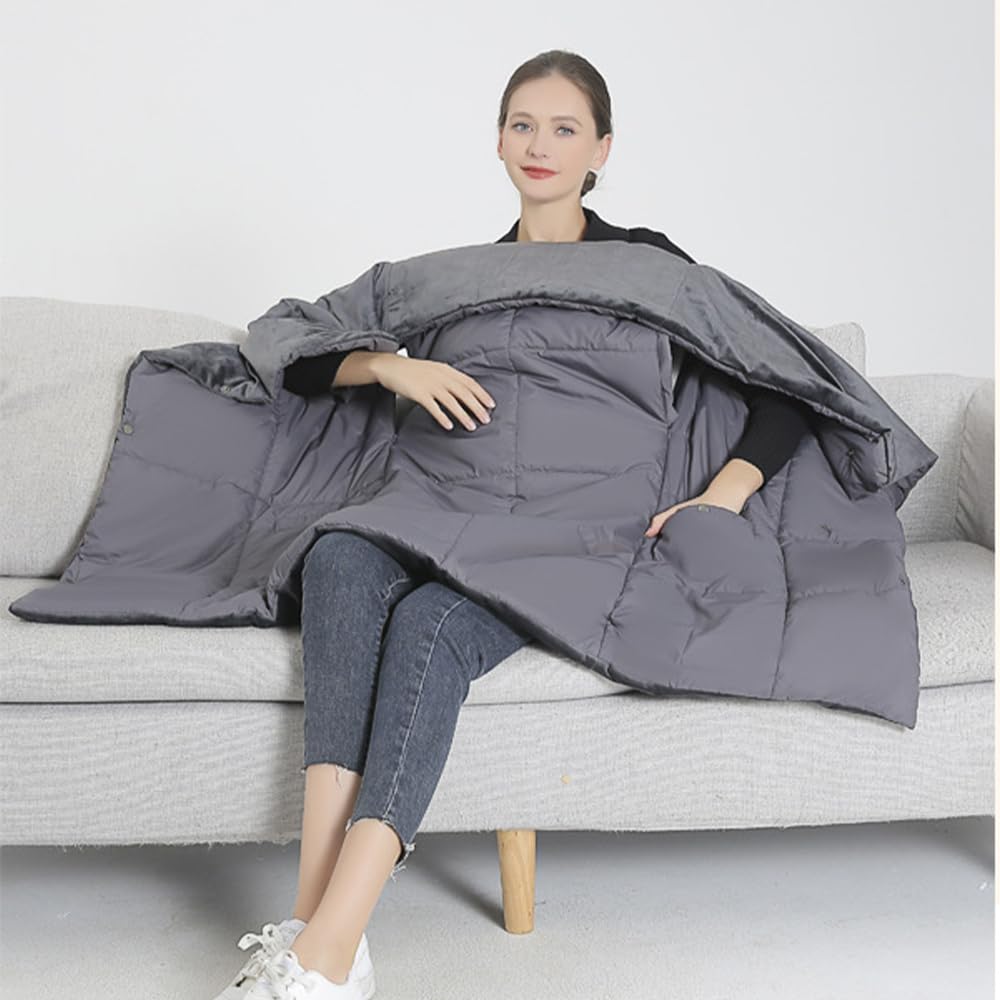 Coperta elettrica con batteria senza fili, 1600 mAh, 7,4 V, protezione dal surriscaldamento, coperta termica portatile senza fili, con 6 zone di riscaldamento e 3 livelli di temperatura per