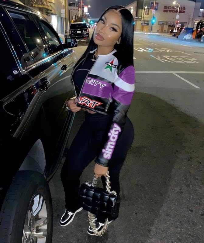 VOIKERDR Leather Jacket Women Zipper Moto Biker Short Leather Jacket Women Bomber Jacket Women Faux Leather Jacket - Image 3