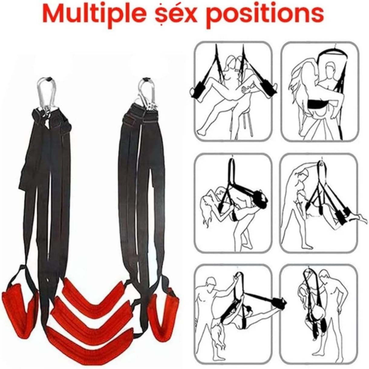 𝐒𝐞̣𝐱 𝐓σ𝐲𝐬 Altalena Sospesa Rossa A Cinque Cinghie Per Carichi Pesanti: Per Il Massimo Comfort E Divertimento Senza Fine. Il Regalo Originale Per Uomini E Donne