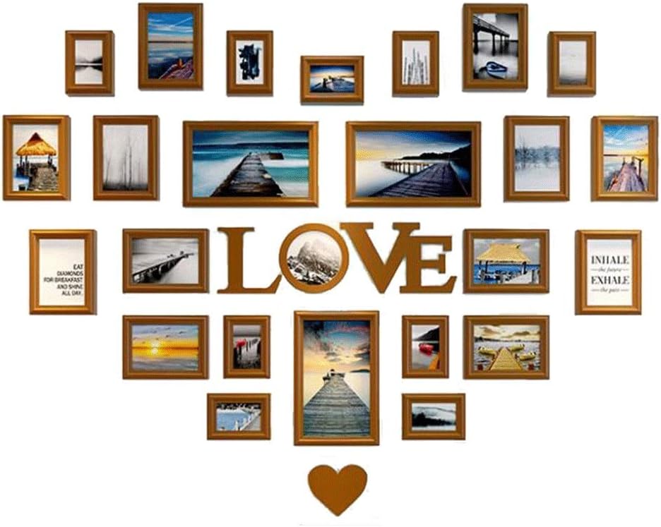 WEHISFD Photo Wall Living Room Heart-shaped Decoration Wash Bedroom Love Frame Hanging Combination Piece