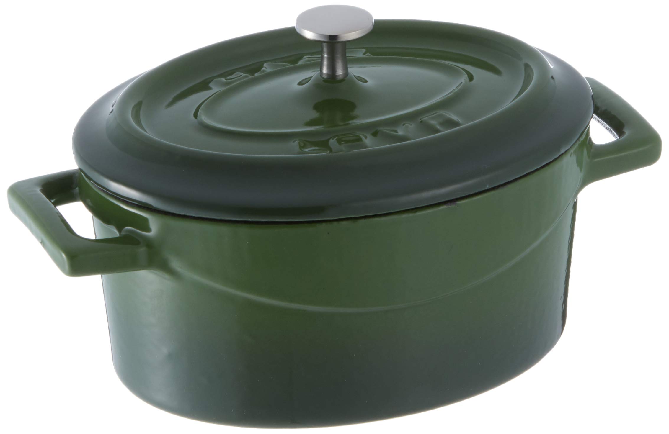 LAVA Mini Cast Iron Oval Baking Dish Dimensions 9 x 12 cm,Resistant to Rusting,Staining and Scratching,Flawness Surface,Cooking and Serving,Dishwasher and Detergent Safe Always (Green) Cookware