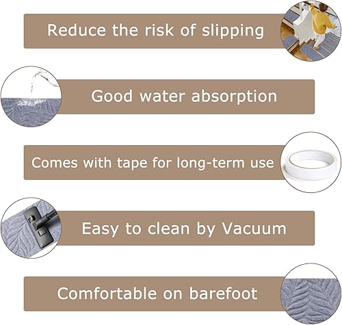 Miniatura 9 de Jaoul Alfombra antideslizante para peldaños de madera, para interiores, 8 x 30 pulgadas, 7 unidades, alfombra de seguridad antideslizante para