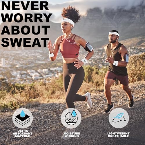 3pc Unisex Athletic Sweatband Set - 2.25in Workout Headband & 3.25in Wristbands w/Stay Dry Technology, Terry Cloth Band Moisture-Wicking Fabric | Quality Fitness Accessories for Active Comfort-Reebok by Reebok - Used condition - Image 7