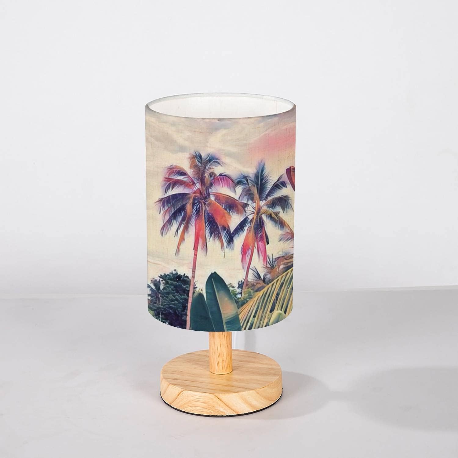 Minimalist Bedside Table Lamp Tropical garden and sky scene Sunset