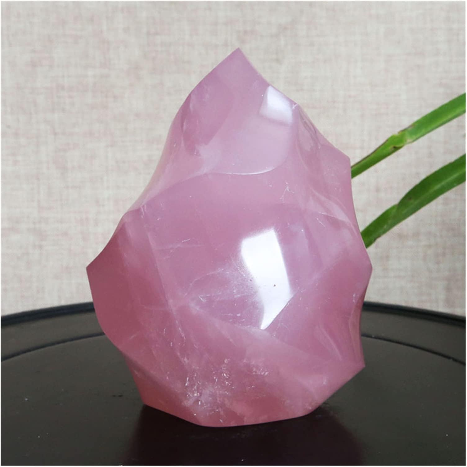 ICOBESNatural Rose Crystal Ornament Pink quzrtz Stone Carved Flame Sculpture Home Decoration Decoration