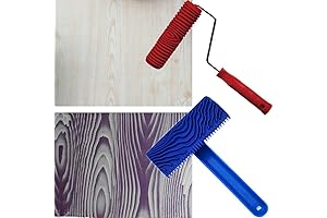 TINTON LIFE® 2Pcs Rubber 7" Empathetic Wood Pattern Painting Roller + 3.9"...