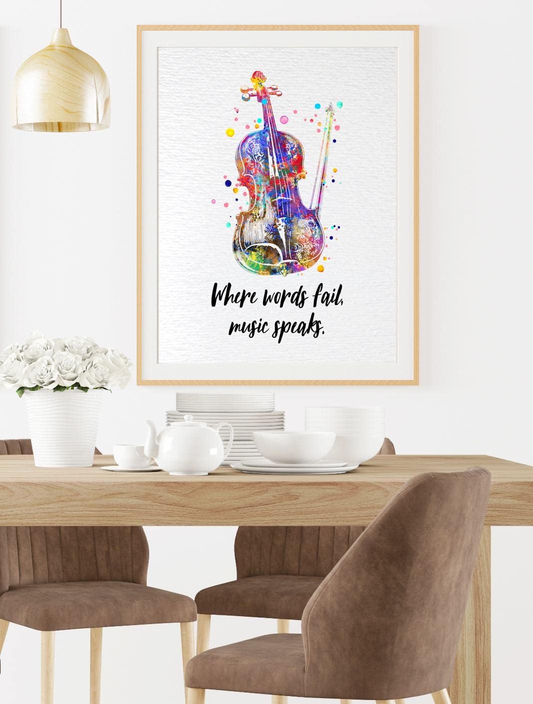 Dignovel Studios 13X19 Unframed Violin Music Instrument Musician Teacher Classroom Watercolor Art Print Poster Wall Hanging Decor DN807