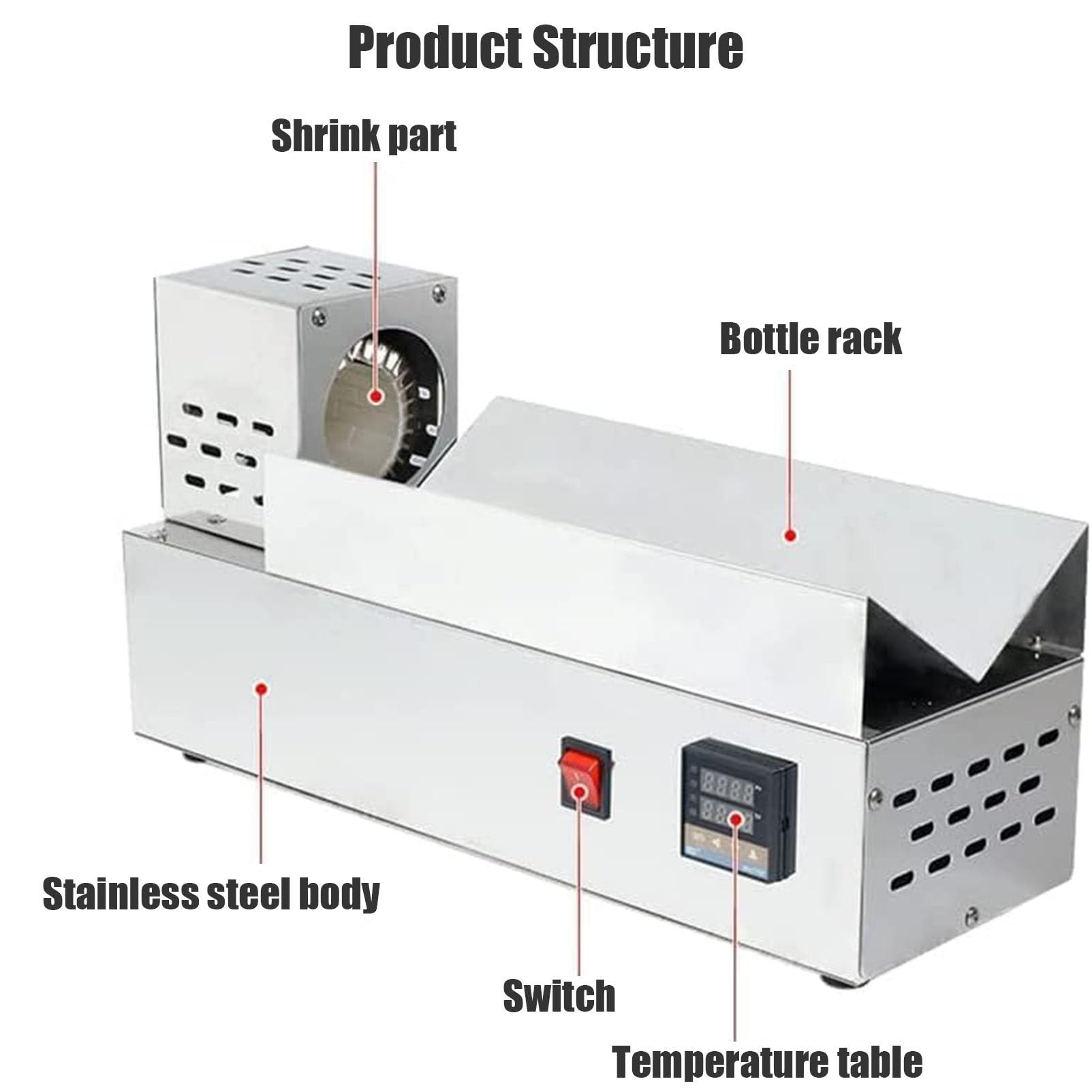 Máquina retráctil eléctrica de cápsulas con termostato digital para sellar cápsulas de PVC de hasta 80 mm de diámetro, solución eficiente para botellas de vino, 220 V