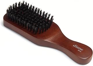 Diane Medium Firmness Reinforced Boar Bristle, Short Handle Style Wave Mens Hair Brush, Brown