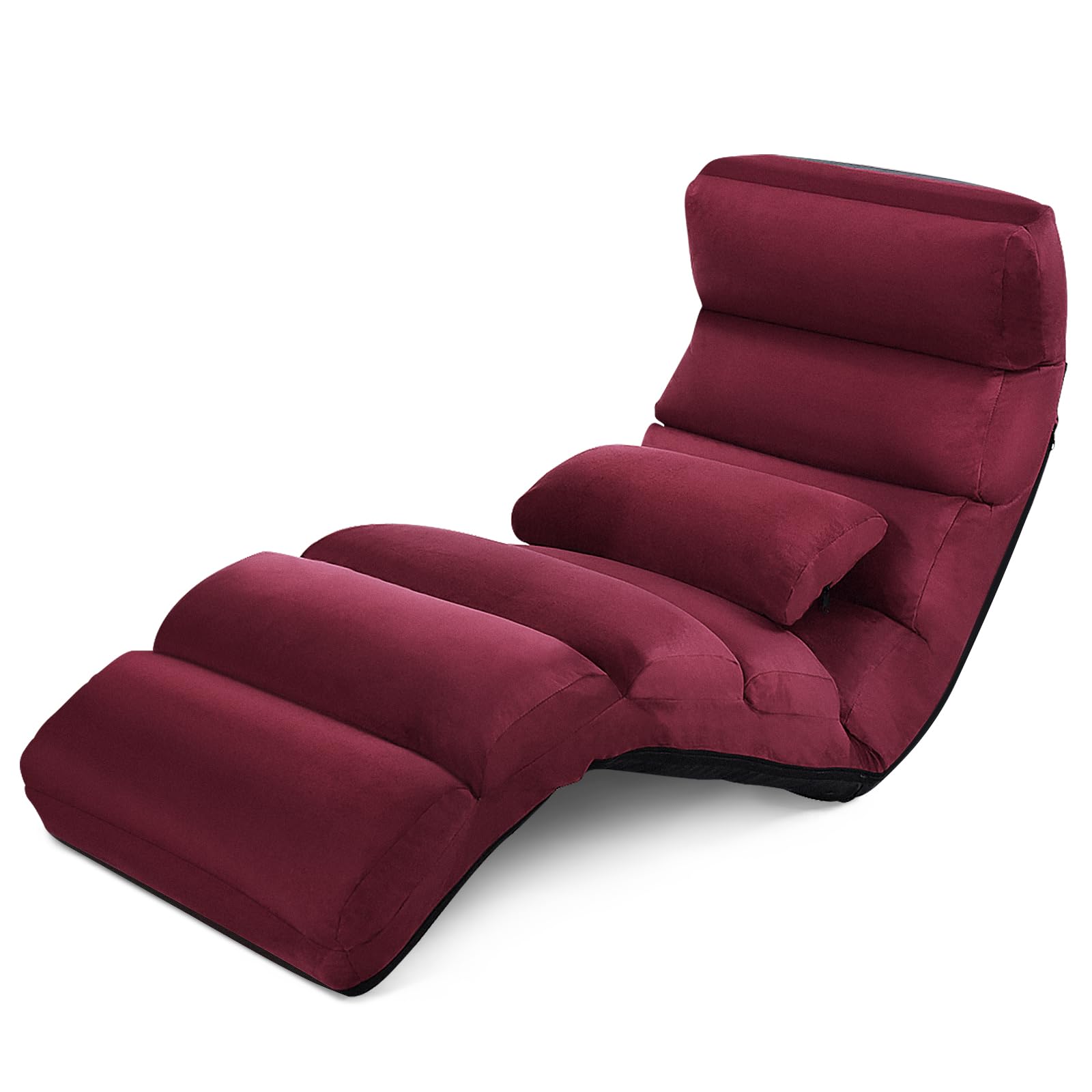 RELAX4LIFE Sedia Pieghevole da Pavimento con Schienale Regolabile, da Terra Imbottita, con Cuscino Morbido, Struttura Resistente, Ideale per Gioco e Lettura (ROSSO)