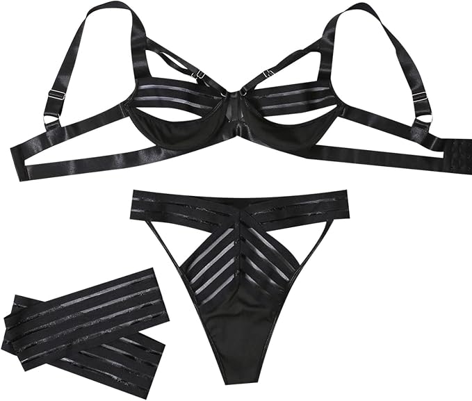 Amazon.com: Conjunto de lencería sexy para mujer con liguero, sexy  tirantes, sujetador y bragas, conjunto de 3 piezas sexy babydoll ropa  interior : Ropa, Zapatos y Joyería
