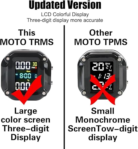 Miniatura 4 de leepee Sistema de alarma para monitoreo de presión de neumáticos de motocicleta, pantalla LCD, temperatura del neumático del motor con 2 sensores