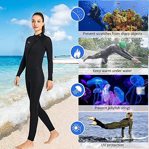 Wet Suits For Women Men Full Body 3Mm Neoprene Wetsuit Diving Suit In Cold Water, Long Sleeves Front Zip Scuba Wetsuits One Piece Thermal Swimsuit For Surfing Snorkeling Swimming(L, 3Mm Women Black) #TOP5
