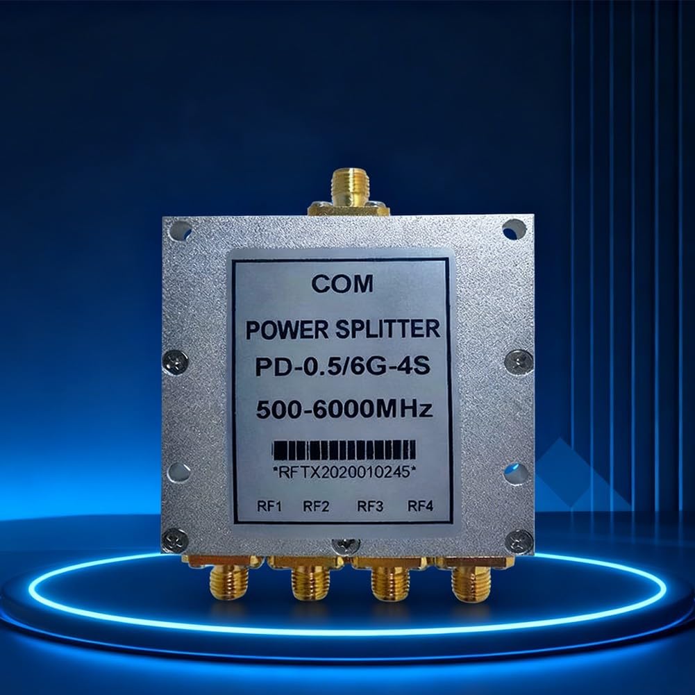 Divisor de potencia a 4 vías 0.5-6G, 2.4G 5.8G Combinador divisor de señal para antena GPS WiFi RF baja pérdida de inserción alto aislamiento (0.5-6G)