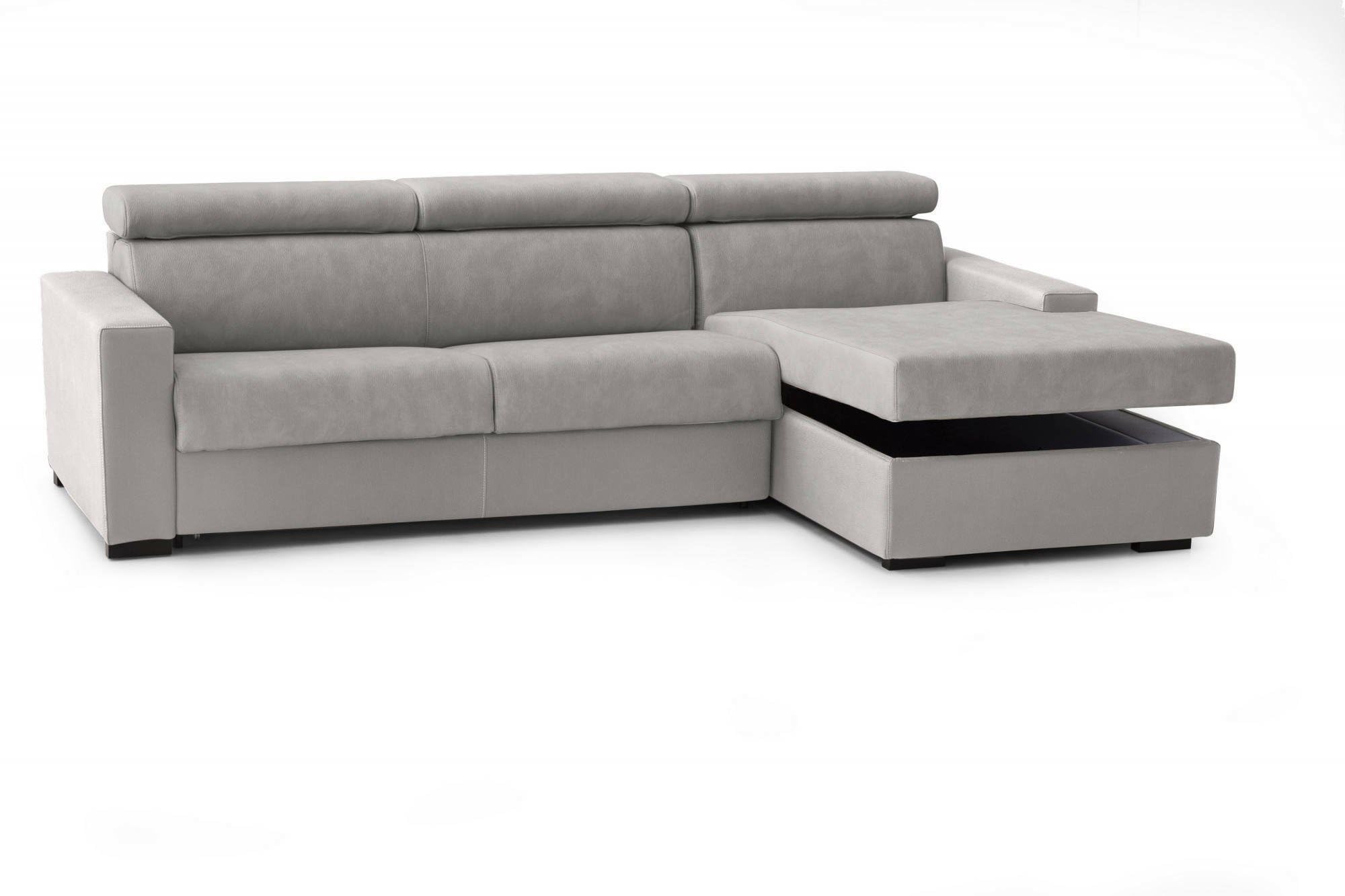 Talamo Italia - Canapé d'angle Mikaela, canapé d'angle avec méridienne droite en tissu, accoudoirs fins, 100% Made in Italy, 280x95h85 cm, Gris