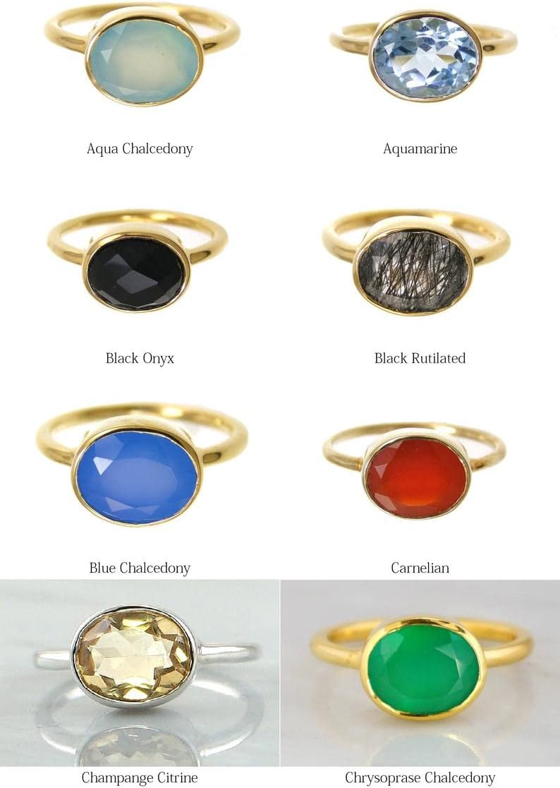 Stacking Rings 925 sterling Silver Rings for girls green carnelian 10x12mm Best Gift For Christmas