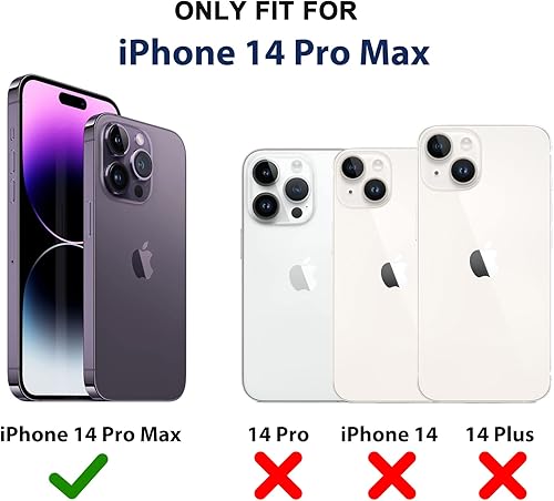 Miniatura 7 de Funda para iPhone 14 Pro Max (6.7 pulgadas) con funda de clip para cinturón, 2 protectores de pantalla, resistente grado militar, cuerpo completo, a