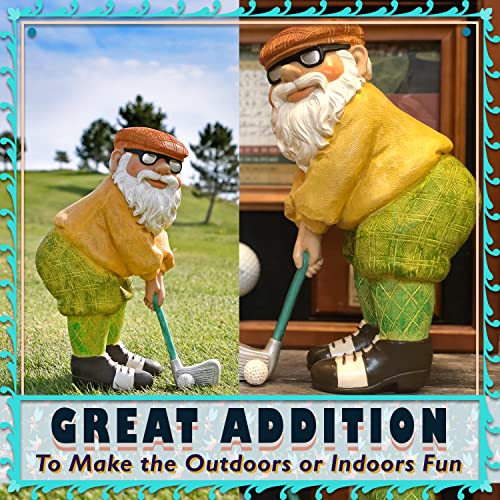 Twig & Flower The Great Golfing Gnome 9" Gnomes Decor The Mini Gnomes Hand Painted Garden Gnome - Golfing Garden Gnome Gifts Designed #TOP3