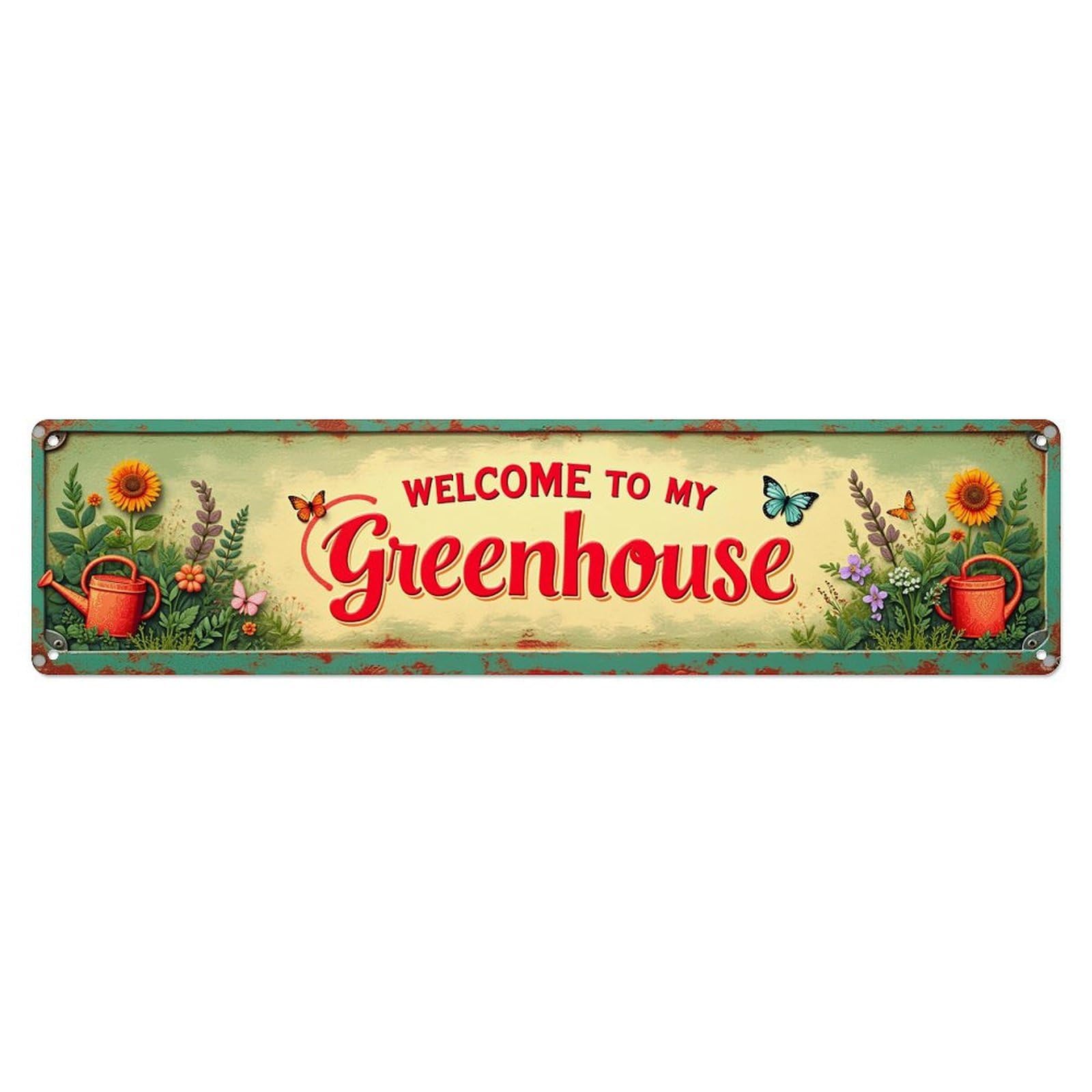 Floral Garden Welcome Sign Pattern_2 Metal Tin Sign Plaque