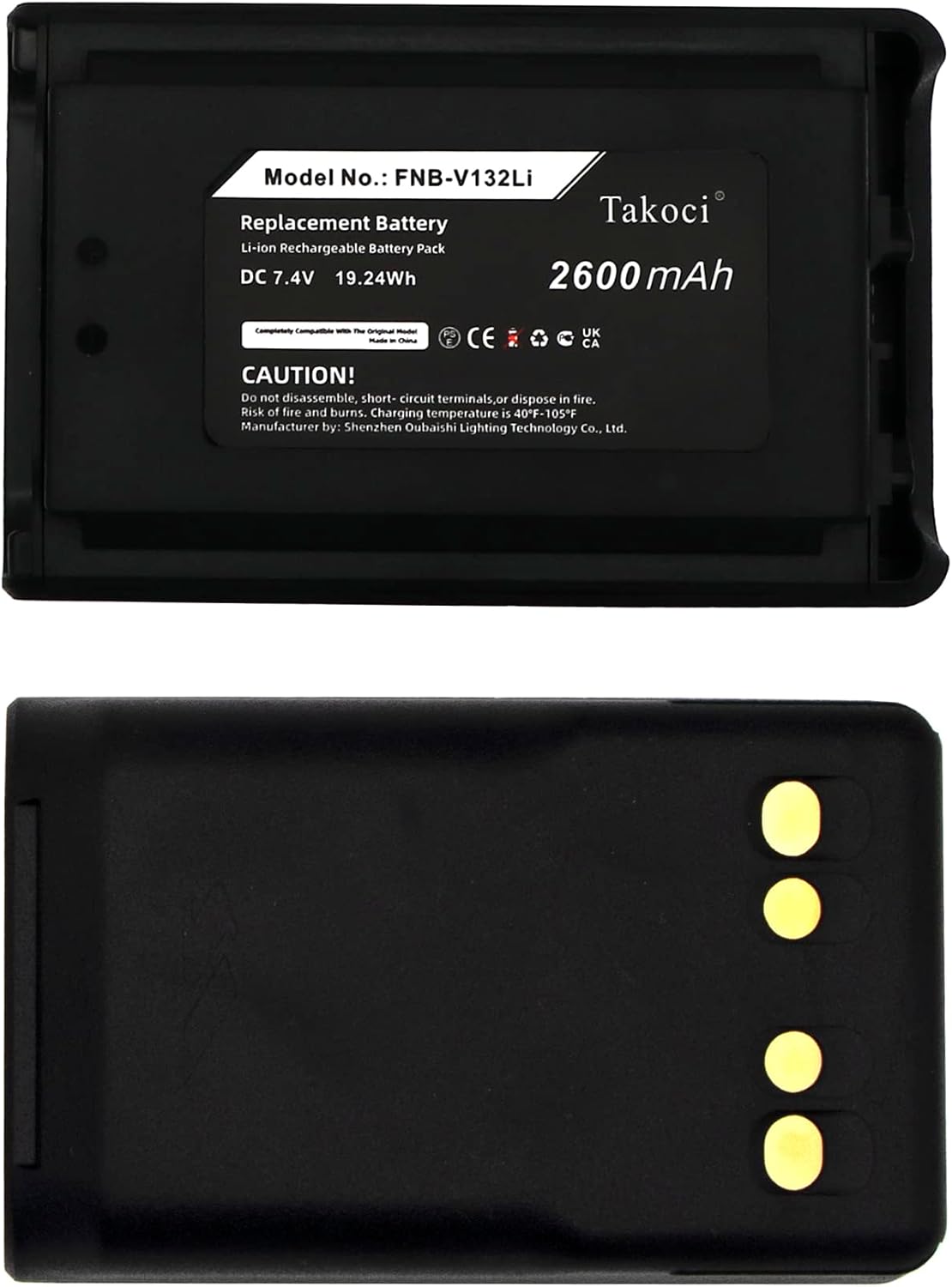 2-Pack 7.4V 2600mAh FNB-V131Li FNB-V132Li Li-ion Radio Battery Compatible for Yaesu/Vertex VX-230 VX-231 VX-234 EVX-530 Series Radios