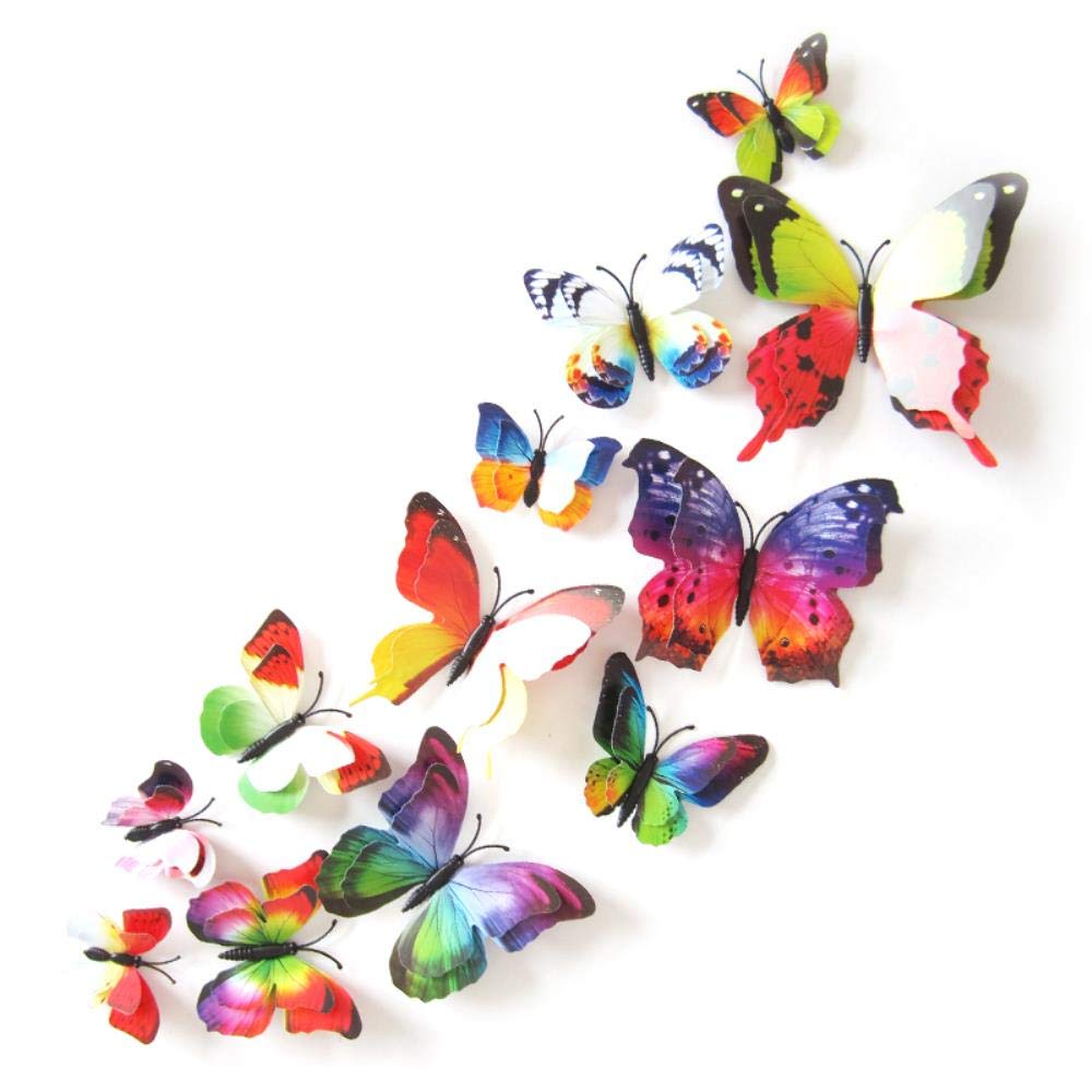 12 adesivi da parete 3D a doppio strato a forma di farfalla sulla parete per la decorazione della casa fai da te farfalle adesivi magnete frigorifero decorazione della stanza, rosa