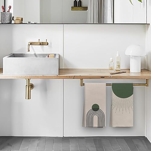 Miniatura 4 de OHSUL Juego de 4 paños de cocina abstractos bohemios verdes, amanecer, puesta de sol, sol, sol, sol, sol, sol, montaña, arcoíris, montaña, altamente