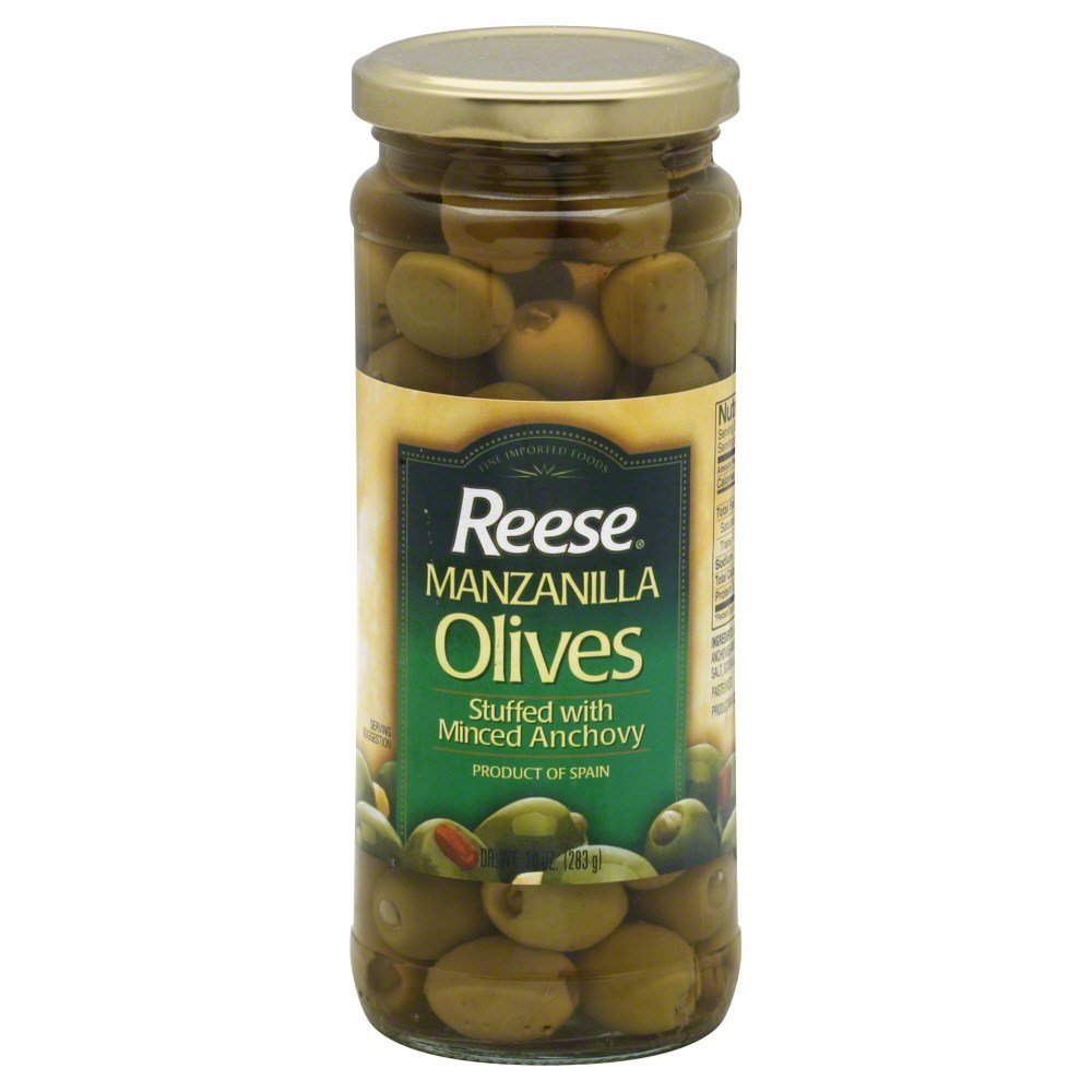 Reese Stuffed Anchovy Manzanilla Olives, 10 Ounce (Pack of 12)