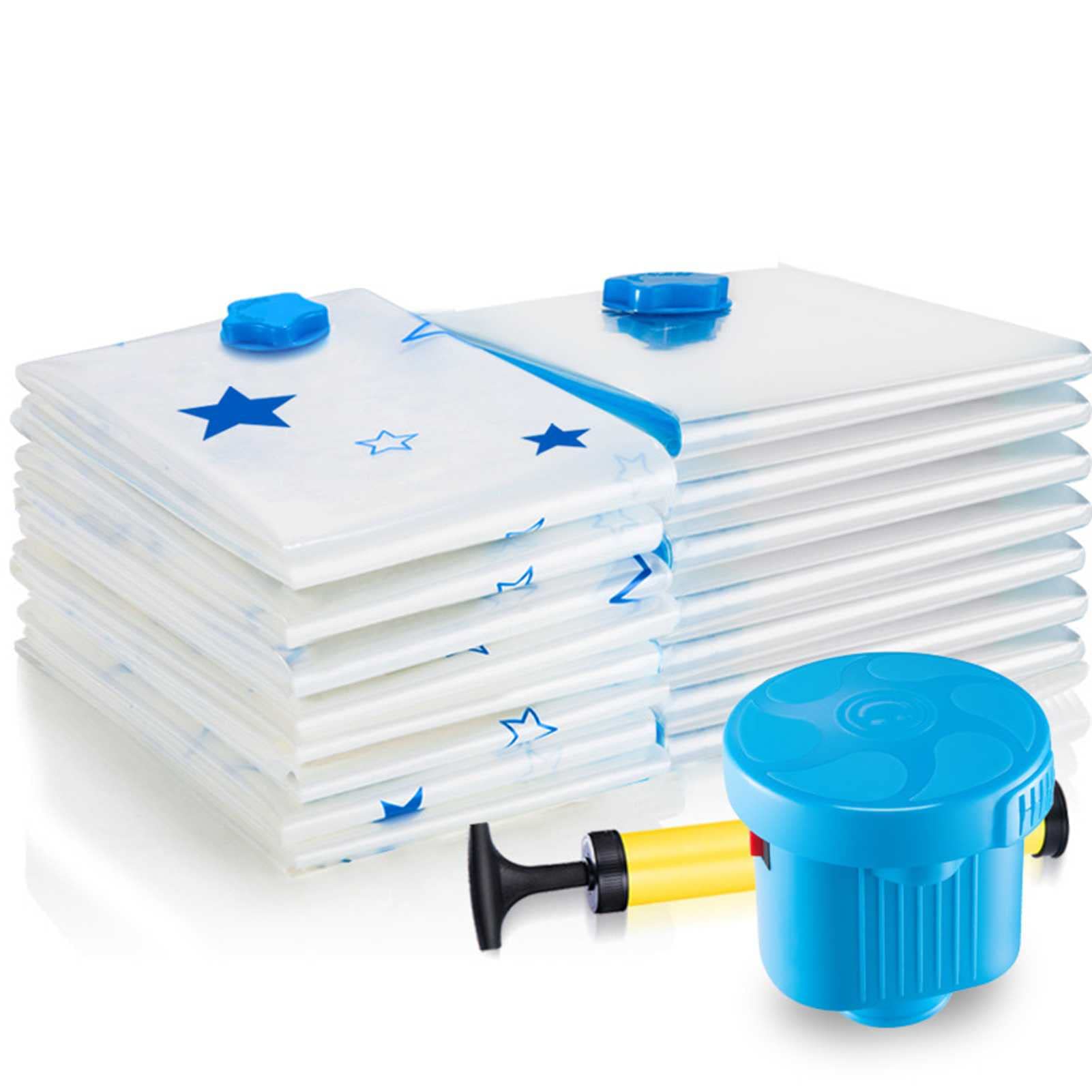 16 pcs bolsa de vacío reutilizable, bolsas de almacenamiento de vacío, for bolso comprimido de tela, con bomba de mano y bomba eléctrica, viajes, ahorro de espacio, sello de espacio, organizador de ma