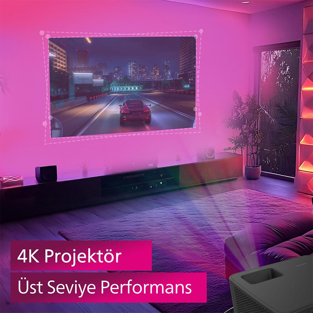 Philips, GamePix 900, Vidéoprojecteur 4K, résolution de 3840 x 2160 Pixels, Latence de 6ms avec taux de rafraîchissement de 240 Hz,1000 Lumens ANSI, WiFi 6 Noir.