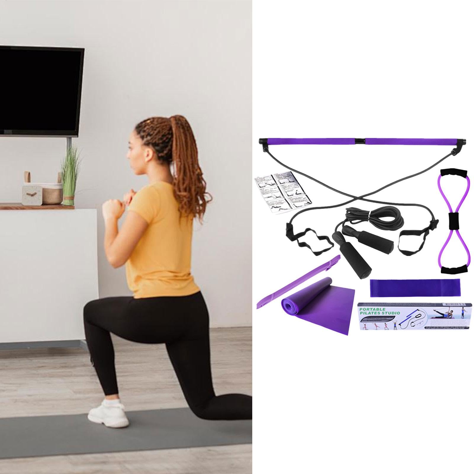 Kit de pilates Cat Home, bandas de resistencia para yoga, 8 accesorios de gimnasio en casa, equipo de entrenamiento de cuerpo completo para estirar piernas, caderas, cintura y brazos