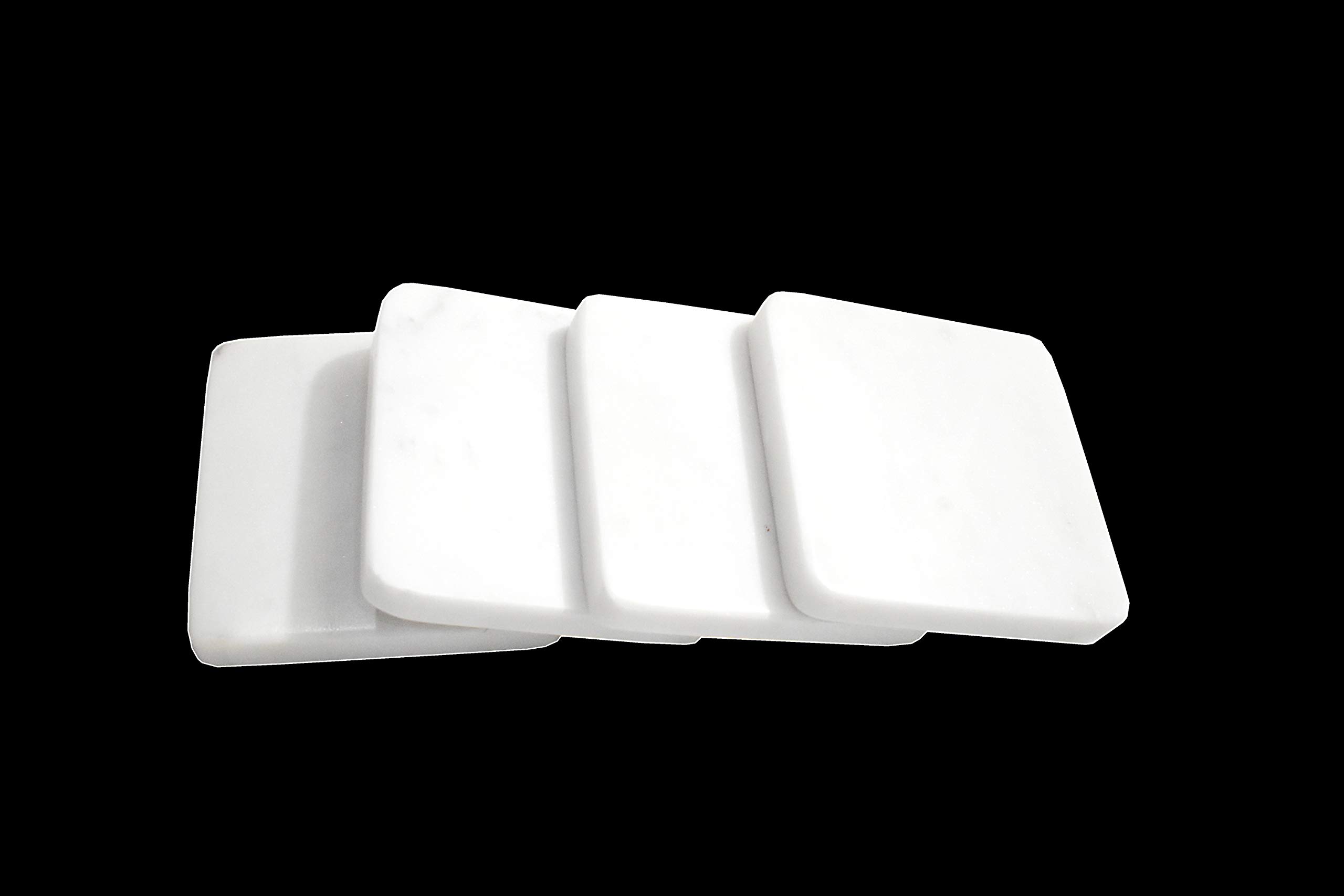 MARBOGLASS India White Square Makrana Marble Coasters (Set of 4) for Drinks, Cups and Mugs 4inc.