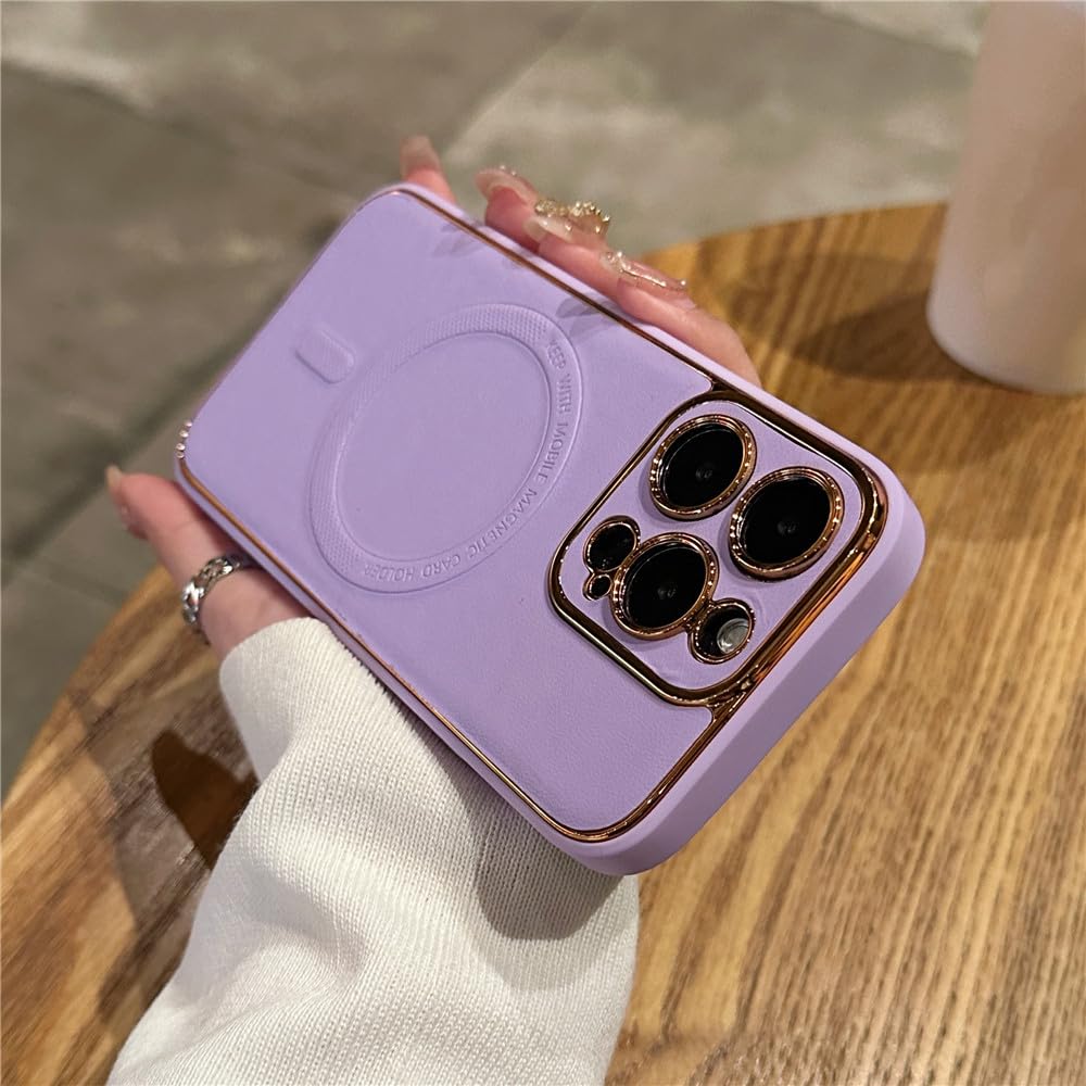 Housse iPhone 12 violette cuir pour charge sans fil au quotidien - 6