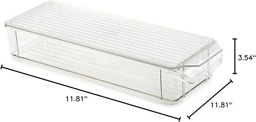 Miniatura 5 de Core Kitchen Contenedor organizador para refrigerador y congelador con tapa extraíble, 11.81 pulgadas de largo x 3.54 pulgadas de ancho x 11.81