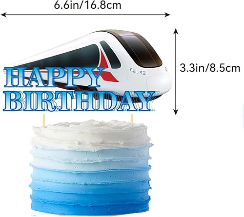Miniatura 2 de Decoraciones de fiesta de tren de alta velocidad, suministros para fiesta de cumpleaños de tren bala, incluye pancarta de feliz cumpleaños de tren
