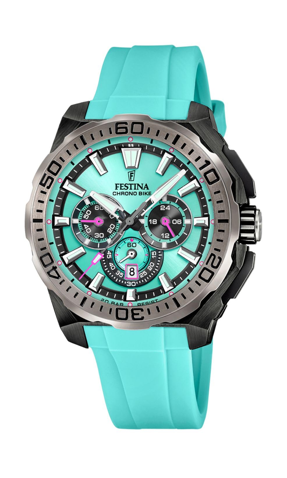 Festina Chronograph F20726-2 Chrono Bike 2025 Silicone Band Turquoise 20ATM