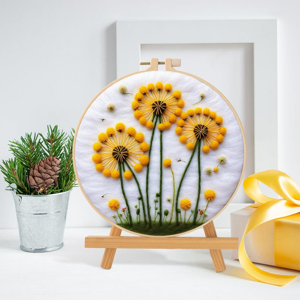 Eforcase Needle Felt Starter Set, Needle Felting Kit, Felt Painting Kit for Beginners Cute Animal Flowers Wool Needle Felt Set with Felt Needle, Picture Frame, Foam Pad and Instructions Home Decor