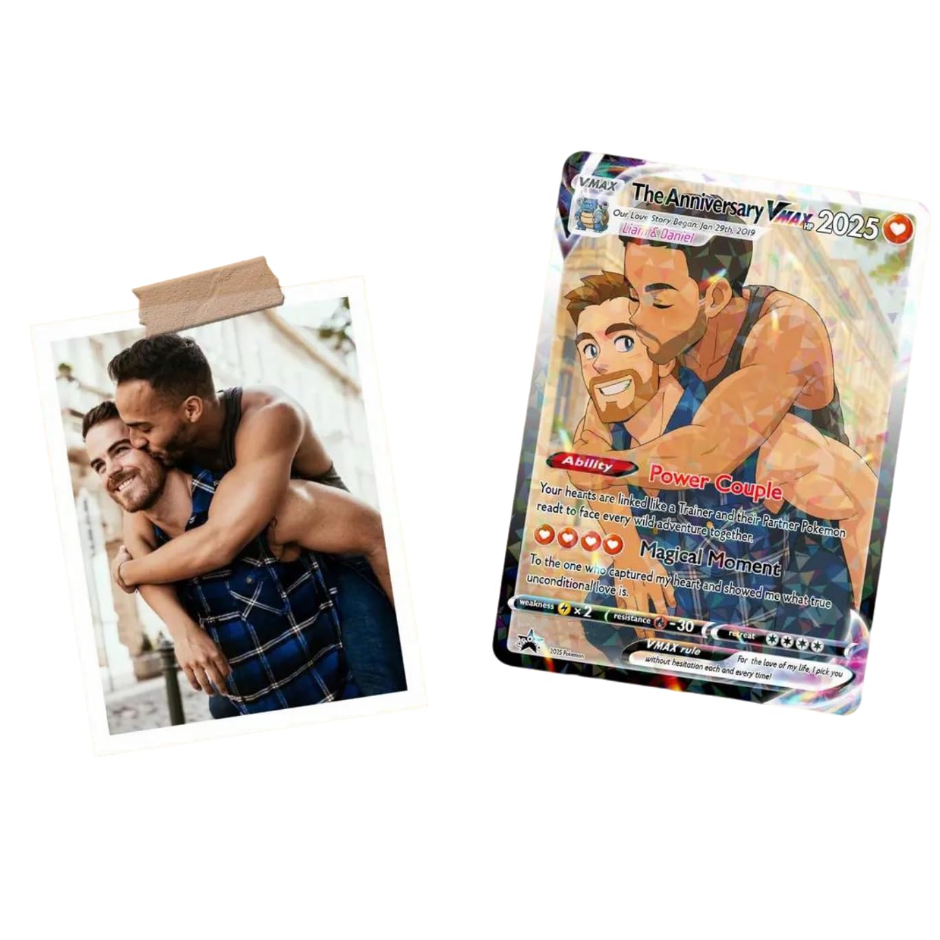 Custom Pokemon Cards Custom Photo Pokemon Card  Personalized Anime Wedding  Or Anniversary Card For Couples | Unique Gift For Him Or Her Personalized  Cartoon Card