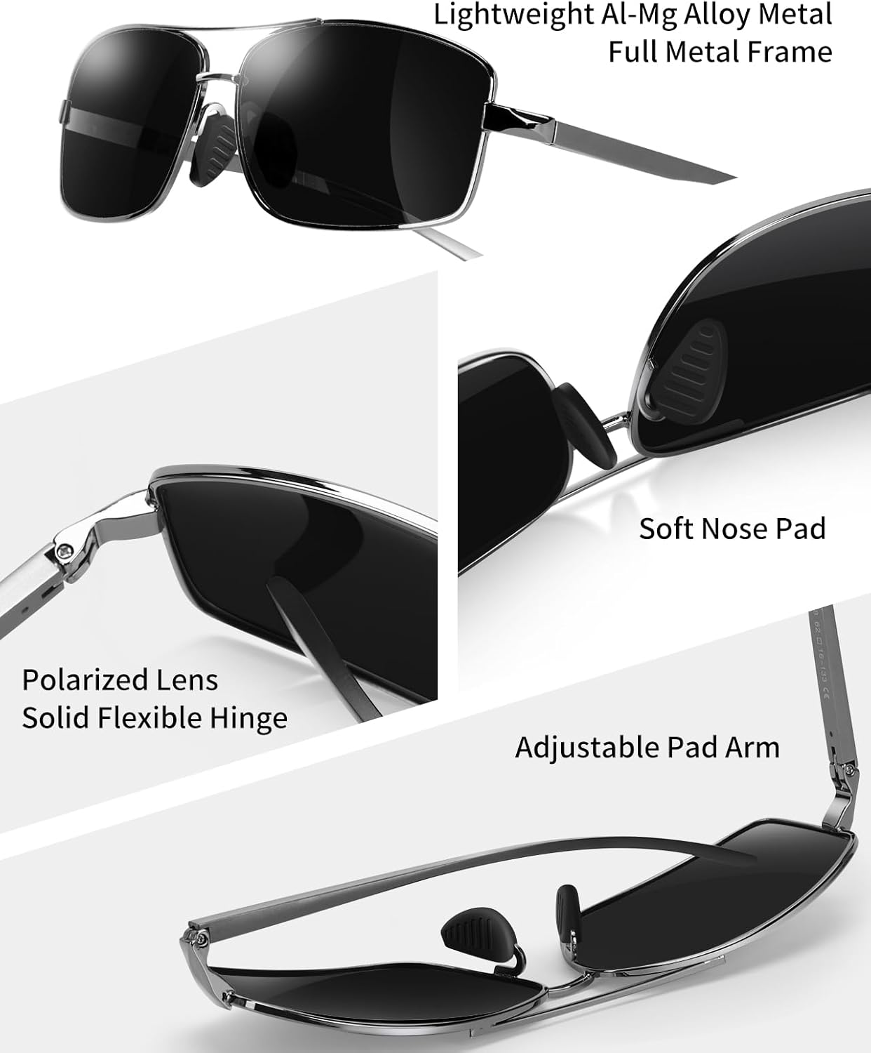 Night Vision Glasses for Men Women, Classic Fashion Pilot Style for Night Driving Anti Glare, Al-Mg Metal Frame - Image 4