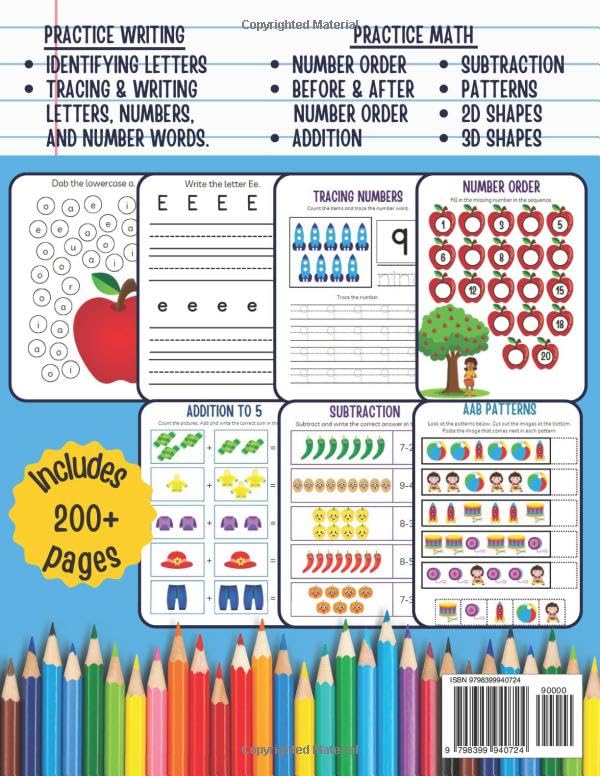 Preschool & Kinder Readiness Workbook: Help get your child ready for Pre-K & Kindergarten with skills focusing on writing, math, patterns, and shapes.