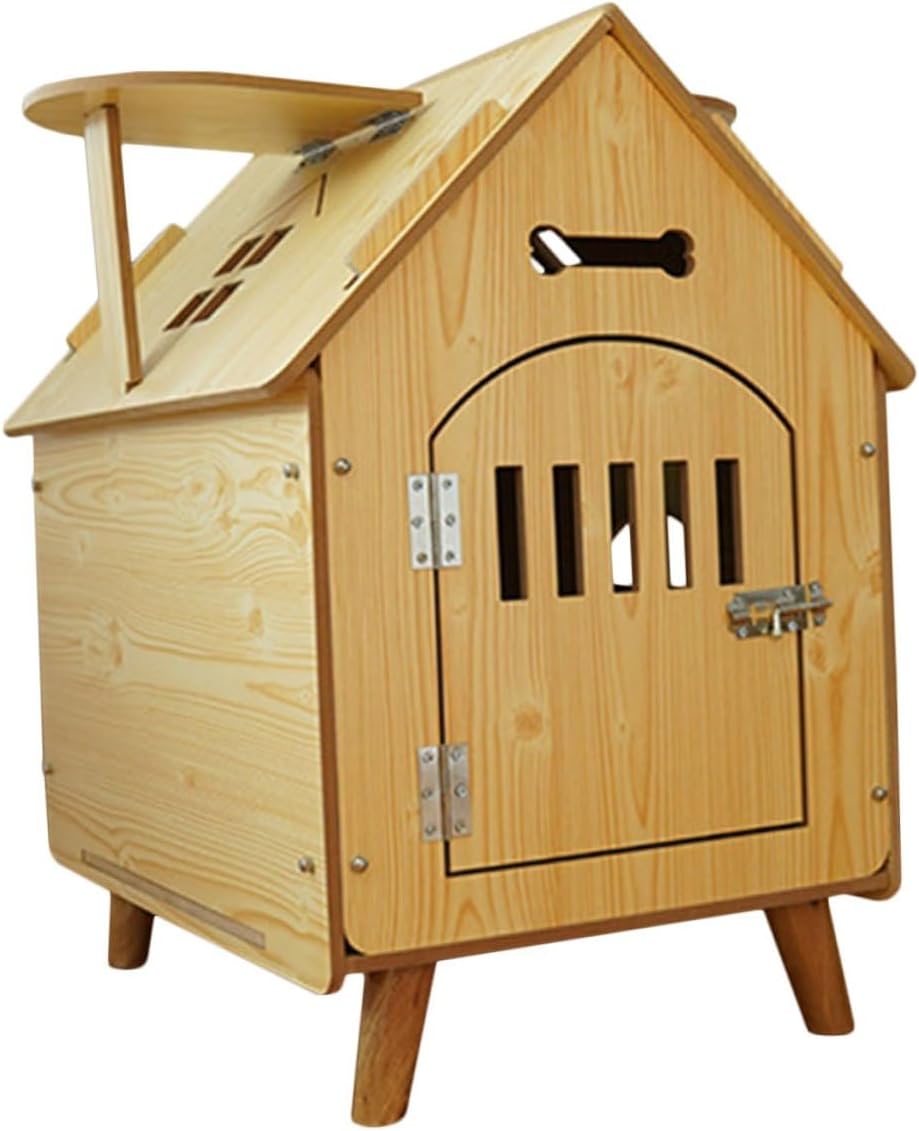 Wooden Dog House Outdoor Medium Wooden Kennel Puppy Shelter with Fence Garden Pet Cabin for Small to Medium Dogs