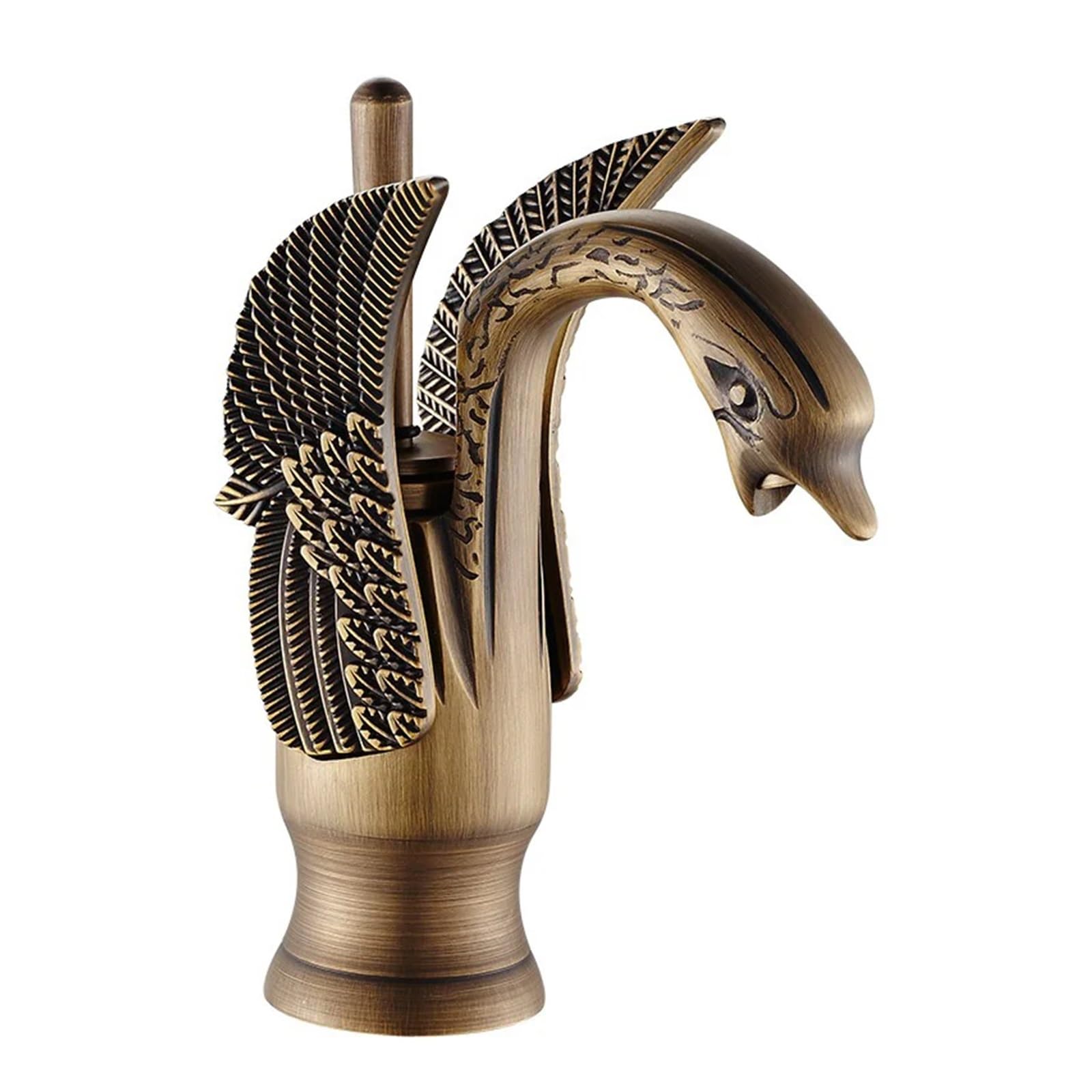 MXXQRHF Kitchen Faucets, 1PCS Brass Gold Bathroom Basin Faucet Swan Style Vanity Sink Mixer Faucet Countertop Mount Hot and Cold Mixer Faucet Single Handle (Antique Brass)